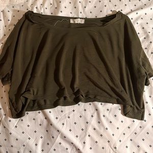 Army green crop top t shirt